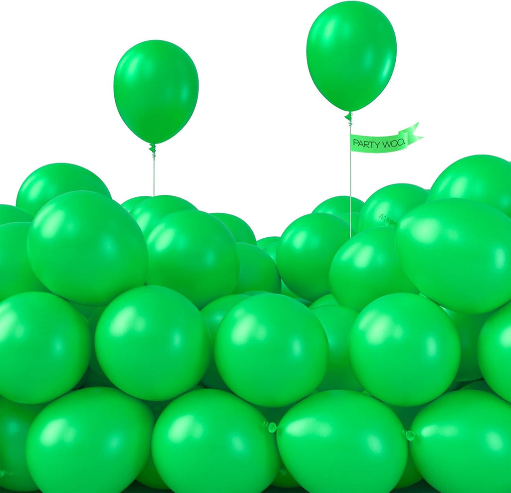 PartyWoo Green Balloons - 100pcs 5-Inch Latex Helium Balloons for Birthday & Baby Shower Decor
