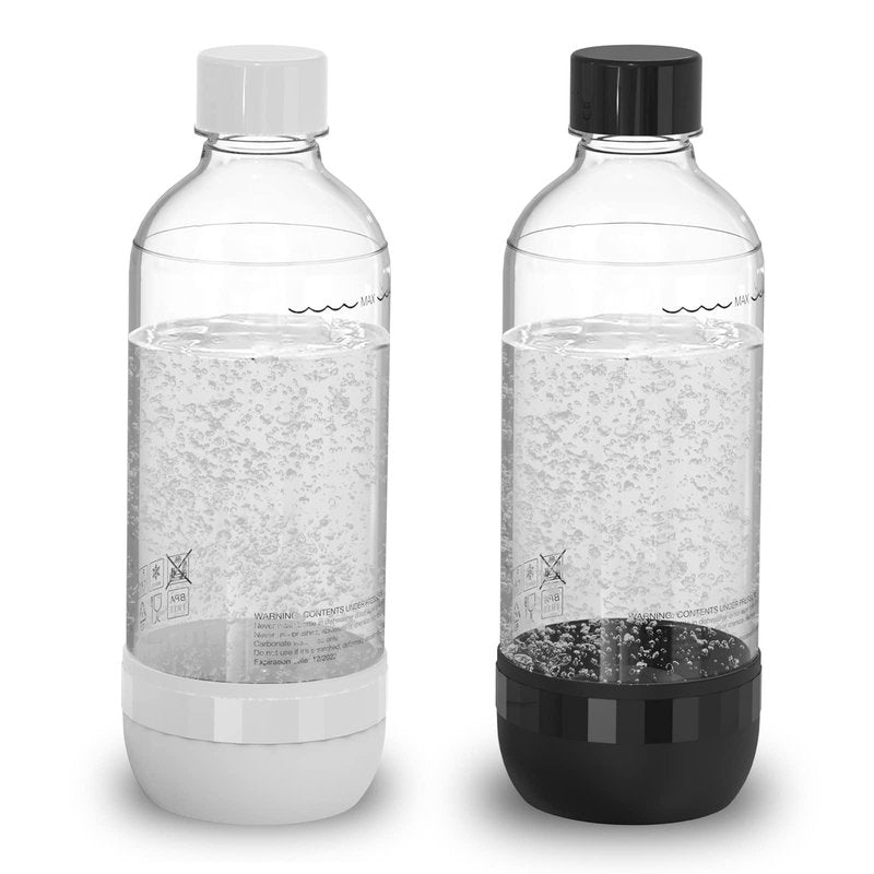 pinci Soda Bottle, Suitable for Carbonated Water and Sparkling Water, BPA Free, Reusable and Filled Food Grade PET Plastic Made Soda Water Bottle (2 Pack, 1 Liter)