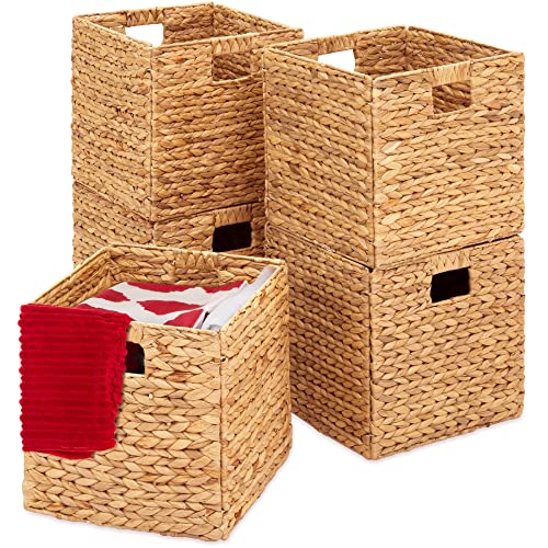Pack of 5 Handwoven Water Hyacinth Storage Baskets - 10.5in