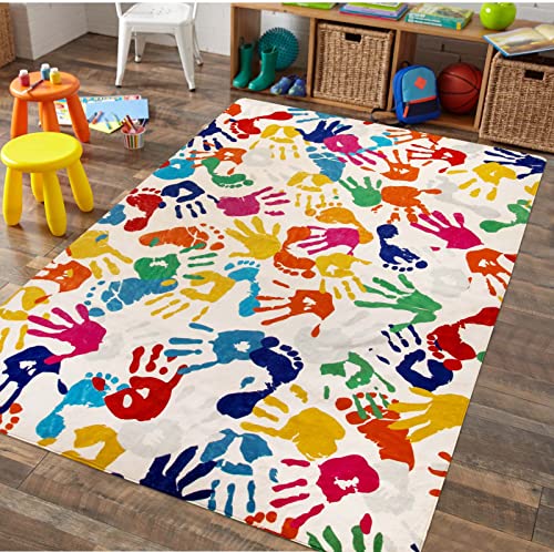 Large 5'x7' Washable Kids Play Rug, Non-Slip Soft Area Rug for Nursery