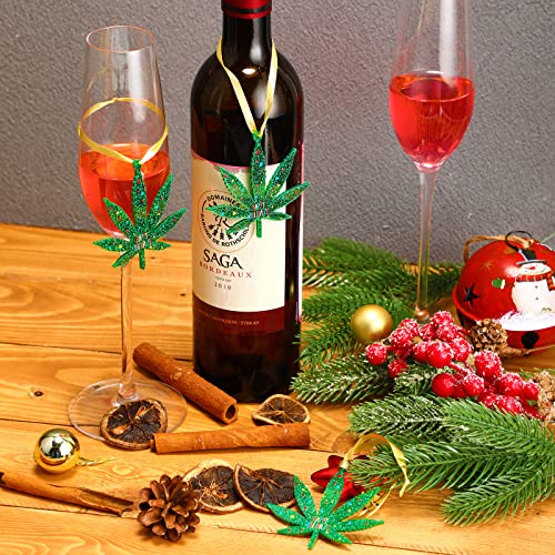 Roowest 24 Pieces Christmas Leaf Ornaments Happy Holidaze Plant Decorations