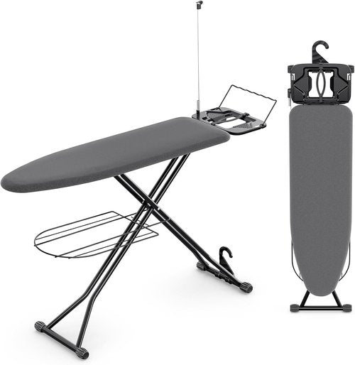 KINGBOARD Ironing Board - Compact Full-Size Design with Extra Thick Cover & 7 Adjustable Heights | 13x43 Black
