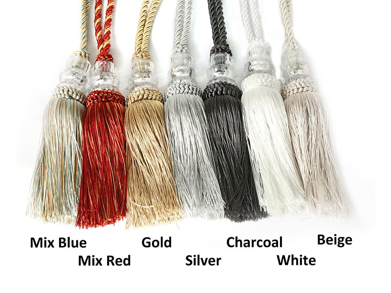 2 Pack Gold Tassel Curtain Tiebacks - Decorative Rope Holdbacks