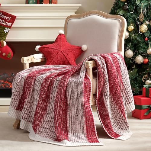 Amélie Home Two-Tone Chenille Knit Throw Blanket 50x60 Red