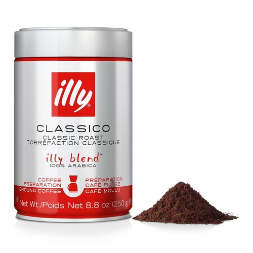 Illy Classico Ground Coffee - Medium Roast With Chocolate & Caramel Notes, 100% Arabica, 8.8 Oz