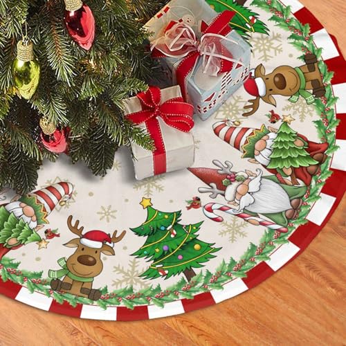 Majoug Santa Claus Gnome Christmas Tree Skirt 36 Inch Holiday Home Decor