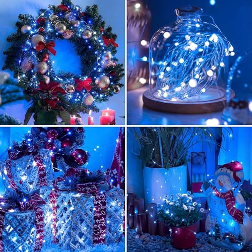 Fairdeer 12 Pack Fairy Lights - Blue & White 7ft Waterproof LED String Lights (3 Modes) Battery Operated