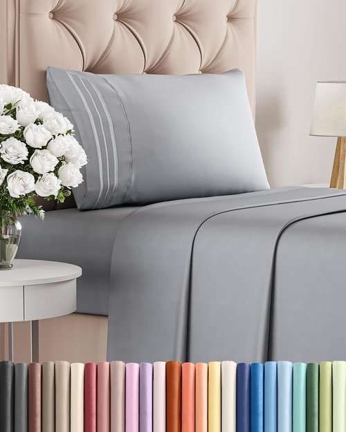 Comfy Twin Size 3-Piece Sheet Set by [Brand Name] | Breathable & Cooling Hotel Luxury Bedding - Deep Pockets, Soft & Wrinkle-Free - Oeko-Tex Certified, Steel Blue