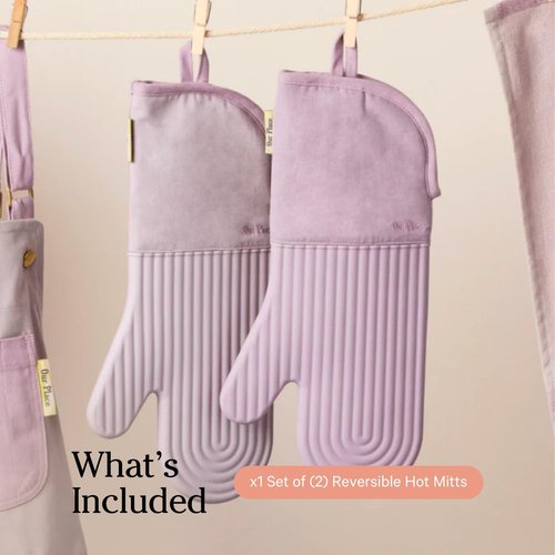 Hot Mitts Silicone & Cotton Twill Oven Mitts - Heat Resistant Up to 550°F | Set of 2 with Magnet & Loop | Blue Salt