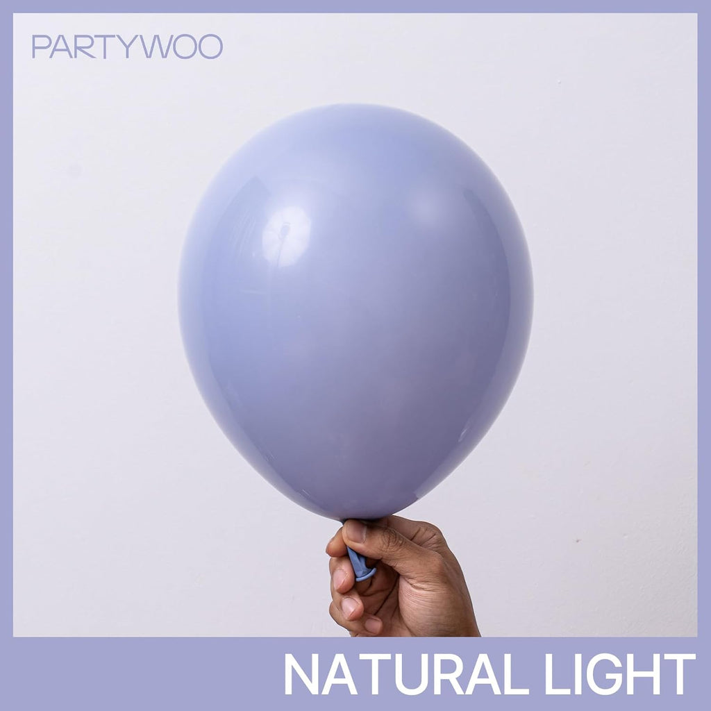 PartyWoo Dusty Blue Balloons - 101pcs 12 Inch Boho Lavender Latex Balloons for Baby Showers & Celebrations