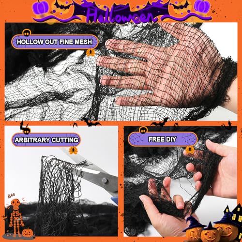Black Creepy Cloth Halloween Gauze Decor - 40 x 200 Inch Haunted House Fabric