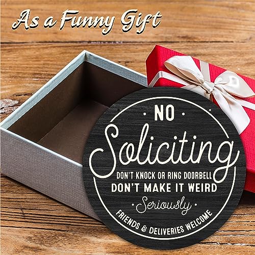 10-Inch No Soliciting Wooden Door Sign - Funny Welcome Hanging Decor