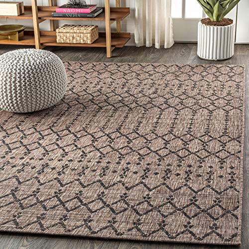 8x10 Moroccan Geometric Area Rug - Indoor Outdoor Flat-Weave Carpet