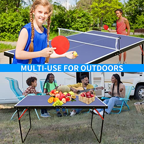 4.5ft Foldable Ping Pong Table Set - Portable Table Tennis with Net & Paddles