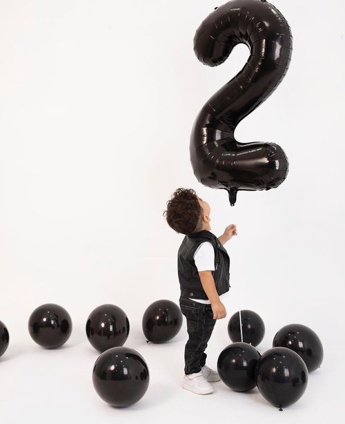 IWERP 40-Inch Black Number 2 Balloon - Unisex Birthday Decorations | Reusable Foil Mylar
