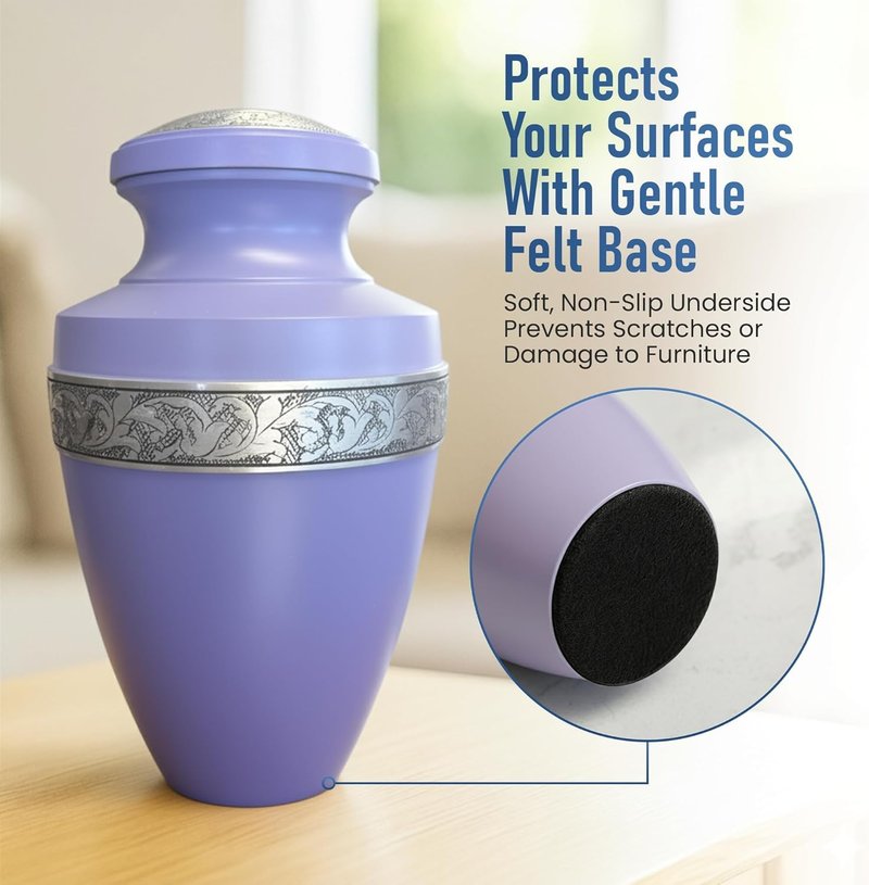Modern Memorials Cremation Urn for Ashes - Large Urn for Man & Women - 200 Cubic Inches - Includes Velvet Storage Bag - Purple