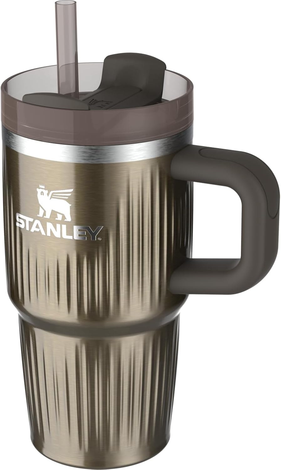 STANLEY Quencher H2.0 Tumbler - 20 oz Insulated Stainless Steel Cup with Handle & Straw | BPA-Free | Fluted Gunmetal Shine