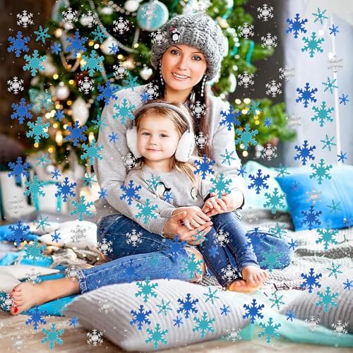 FOIMAS Blue and Silver Snowflake Confetti - 3.5oz Metallic Foil Sequins for Christmas & Winter Party Decor