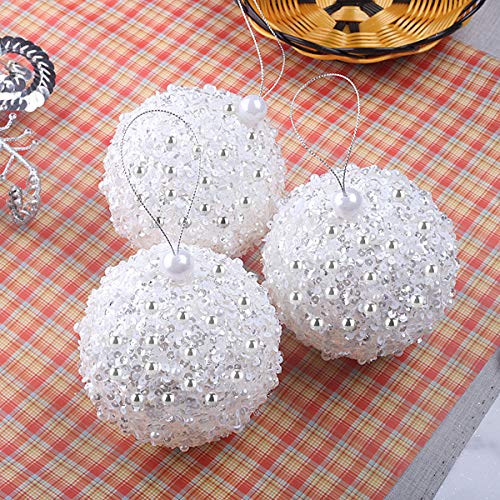 4.25-Inch Shatterproof White Christmas Ball Ornaments - 4-Piece Set