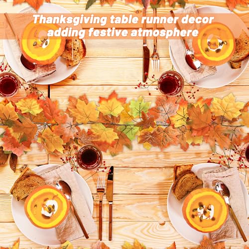 Artificial Fall Maple Leaf Garland - 2 Pack 11.8ft Autumn Decor with Hooks