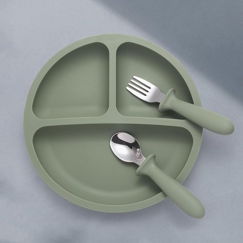 Eascrozn Baby Feeding Set - 2 Pack Silicone Suction Plates & Utensils | BPA Free Toddler Weaning Supplies