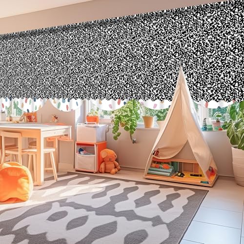 6-Piece Composition Notebook Curtains, Black and White Classroom Valances