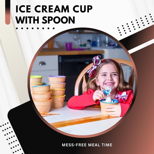 Green Direct Plastic Ice Cream Cups with Spoons - Sundae Dessert Bowls for Frozen Yogurt - Pack of 12