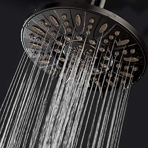 7-Inch Oil Rubbed Bronze Rain Shower Head, 6-Setting High Pressure Spray