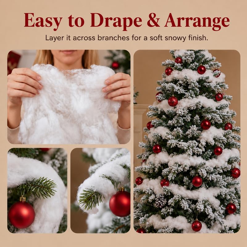 Iernre 1000g Artificial Snow for Christmas Decor, Faux Fluffy Snow Fiber