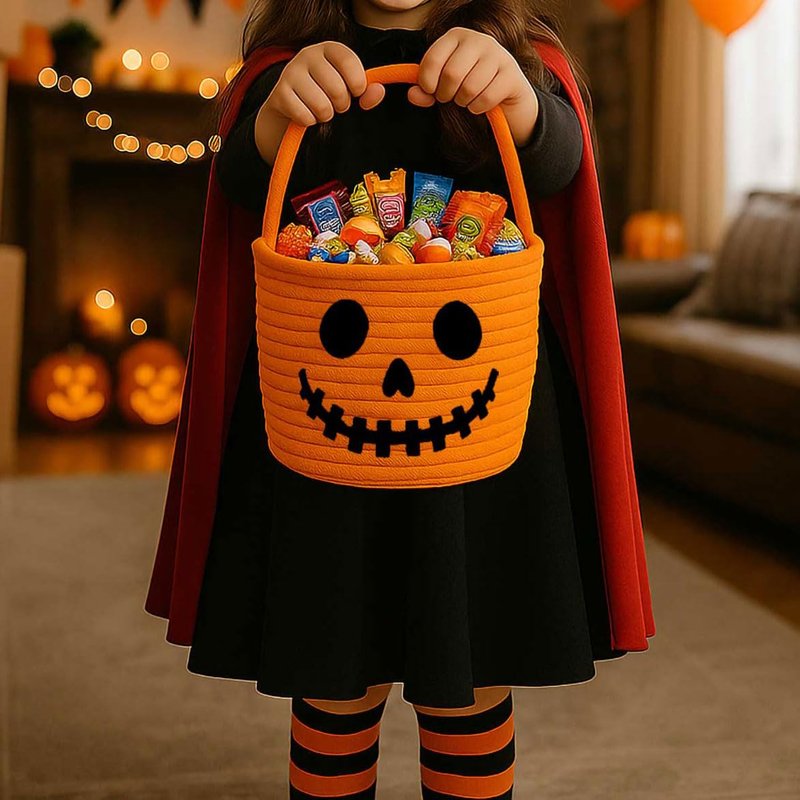SIAHFNW Halloween Basket, Halloween Bucket, Trick or Treat Basket, Pumpkin Candy Bucket, Boo Spooky Baskets, Jack O Lantern Bags, Gift Baskets for Party Decorations