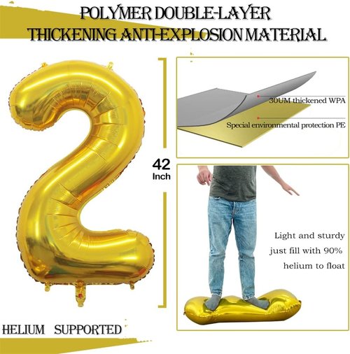 GOER Jumbo 42-Inch Gold Number 20 Balloons - Perfect for 20th Birthday & Anniversary Celebrations