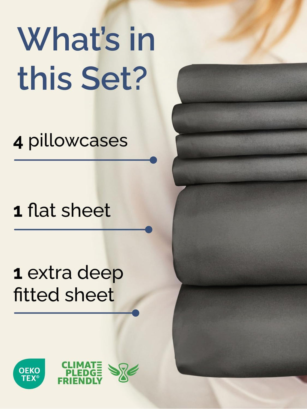 Skiennix Extra Deep King Sheet Set - 6 Piece Breathable Cooling Bedding - Soft Wrinkle-Free Charcoal