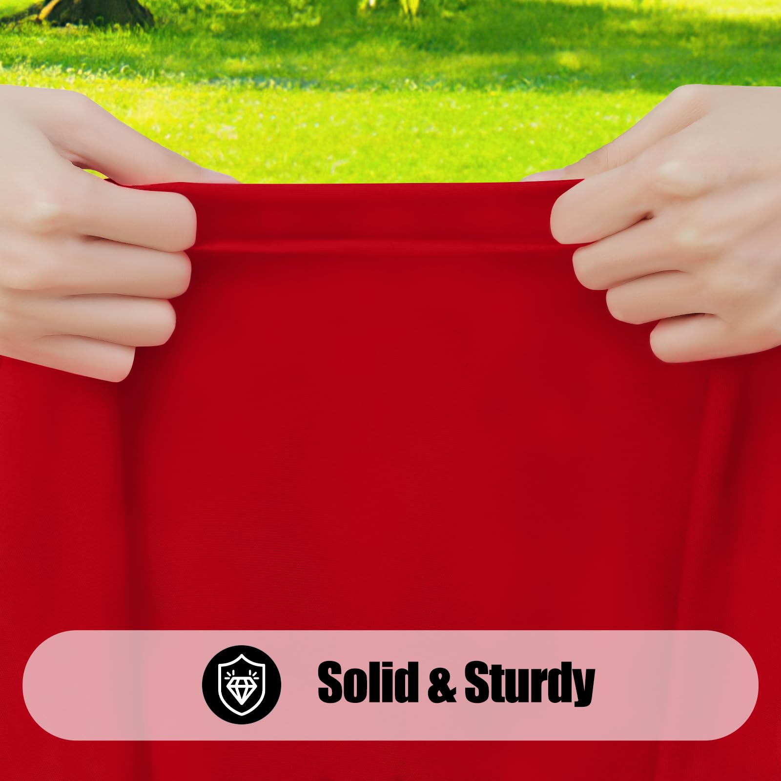 Smiry 4 Pack Rectangle Picnic Table Cloth, Waterproof Elastic Fitted Tablecloths, Washable Polyester Rectangular Patio Table Cover for Camping, Indoor and Outdoor (Red, 30"x72")