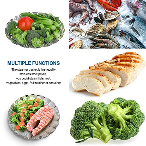 Stainless Steel Vegetable Steamer Basket - Folding Expandable Insert (5.5"-9.2")
