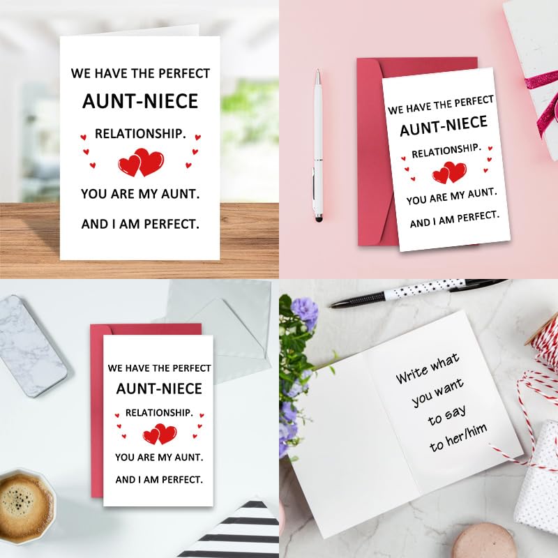 Aunt Birthday Card from Niece – Funny Christmas Card for Auntie, with Envelopes, Sdopbinbin