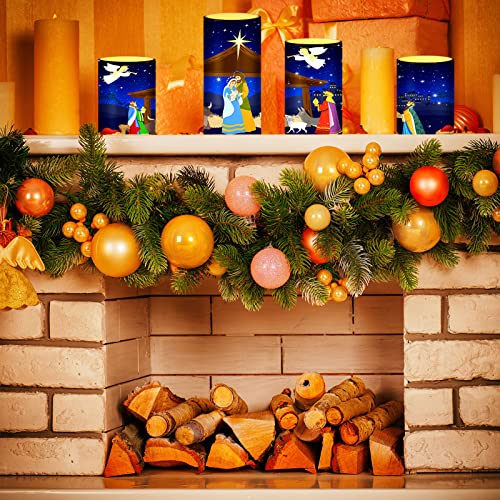 Flameless LED Nativity Scene Pillar Candles - 4-Piece Flickering Christmas Set