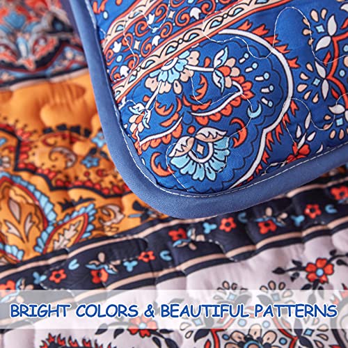Boho King Quilt Bedding Set - 3-Piece Lightweight Microfiber Coverlet