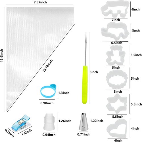 129Pcs Piping Bags Set by [Brand Name] - 100 Disposable 12-Inch Tipless Bags & 7 Frosting Tips for Cake Decorating