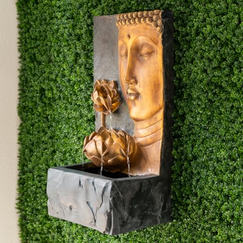 30" Buddha Face Water Fountain with LED Lights - Indoor Outdoor Zen Décor