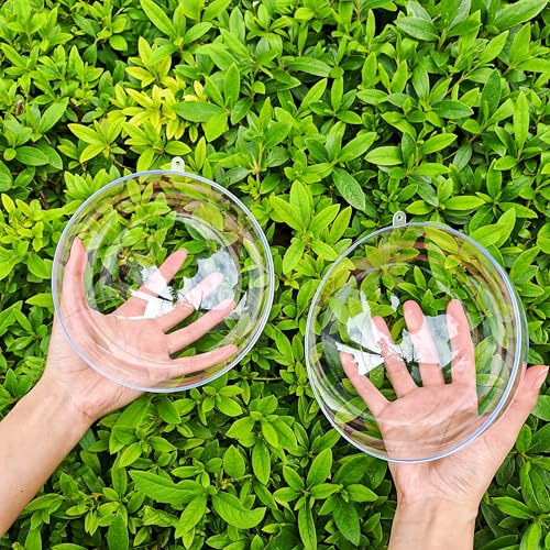 YOZIEMQ 16cm Acrylic Hollow Ball Ornaments - Clear Fillable Xmas & Wedding Decorations (5pcs)