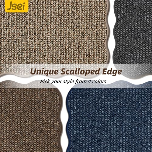 Scalloped Kitchen Rugs and Mats Set, 2-Piece Non-Slip Washable Taupe Rug