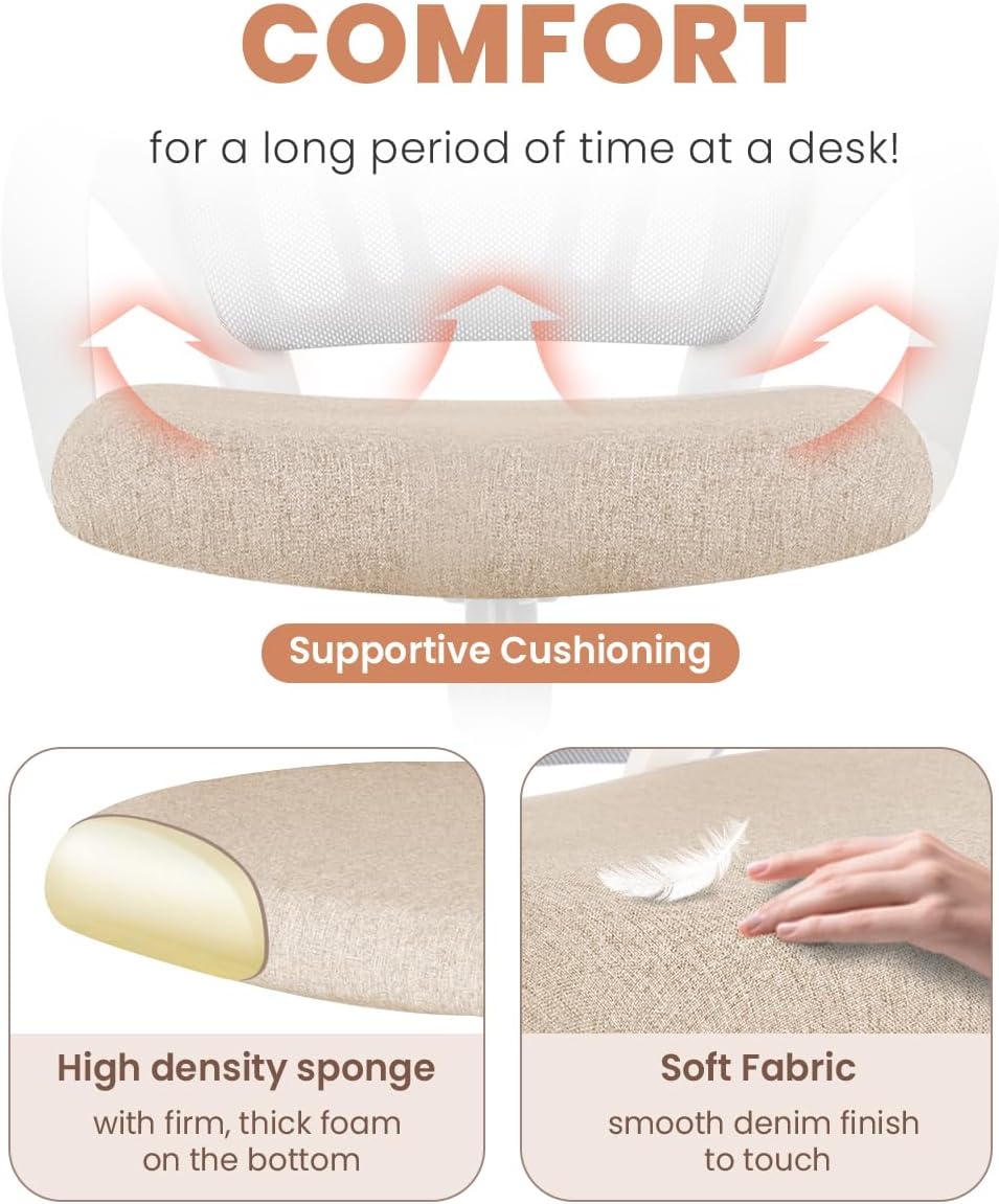 NEO CHAIR Ergonomic Office Desk Chair - Comfy Mesh Cushion with Adjustable Height & Lumbar Support | Beige