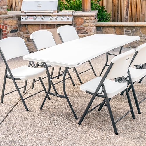 6-Foot Foldable Plastic Banquet Table, Durable Indoor-Outdoor Folding Table