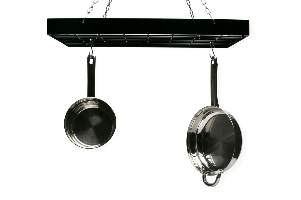Fox Run Kitchen Pot Hanging Rack, Rectangular Rack with Chains and 6 Hooks