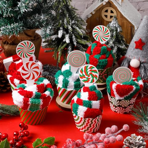 Christmas Cupcake Socks for Women 50-Pair Set Candy Cane Red Green Variation