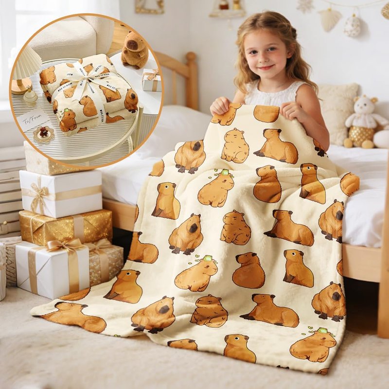 Capybaras Blanket Gift for Girls Boys Kids-40x50 Inches Soft Flannel Blankets Cutes Capybara Cozy Throws Blanket for Women Men, Capybaras Blanket Decor for Couch Sofa Bedroom