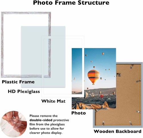 JCJMY Rustic White Picture Frame Set of 2 - 12x16 with 10x14 Mat for Diamond Art & Photos