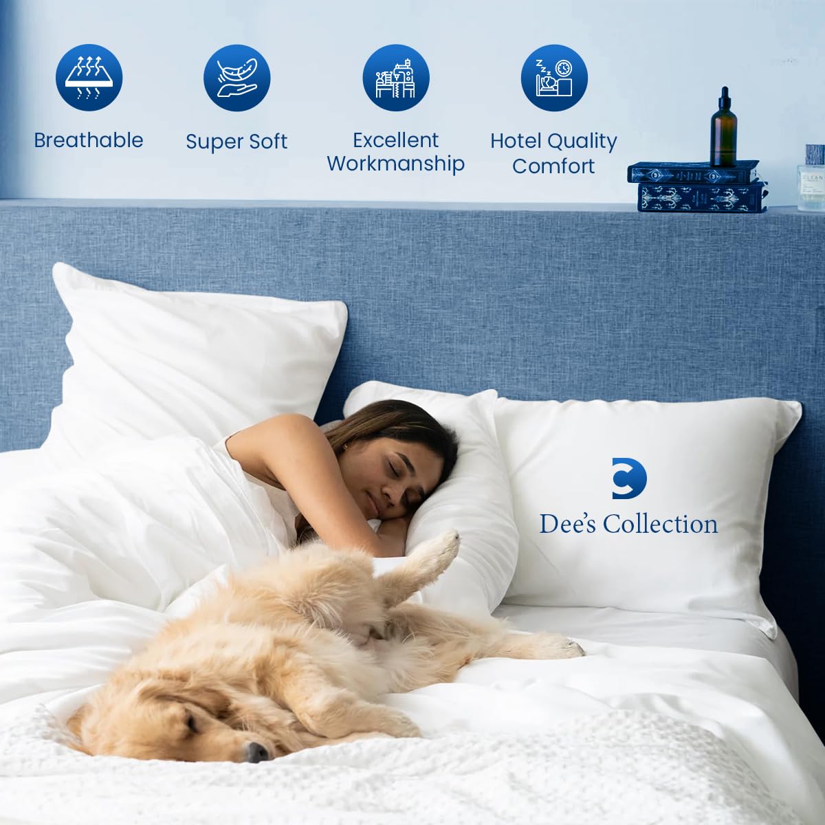 Dee's Collection Luxury 4 Piece Egyptian Cotton Sheets Olympic - Queen Size - 800 Thread Count, 100% Cotton Sheets, 15" Deep Pocket Sheet Set, Breathable, Soft and Premium Cotton - White