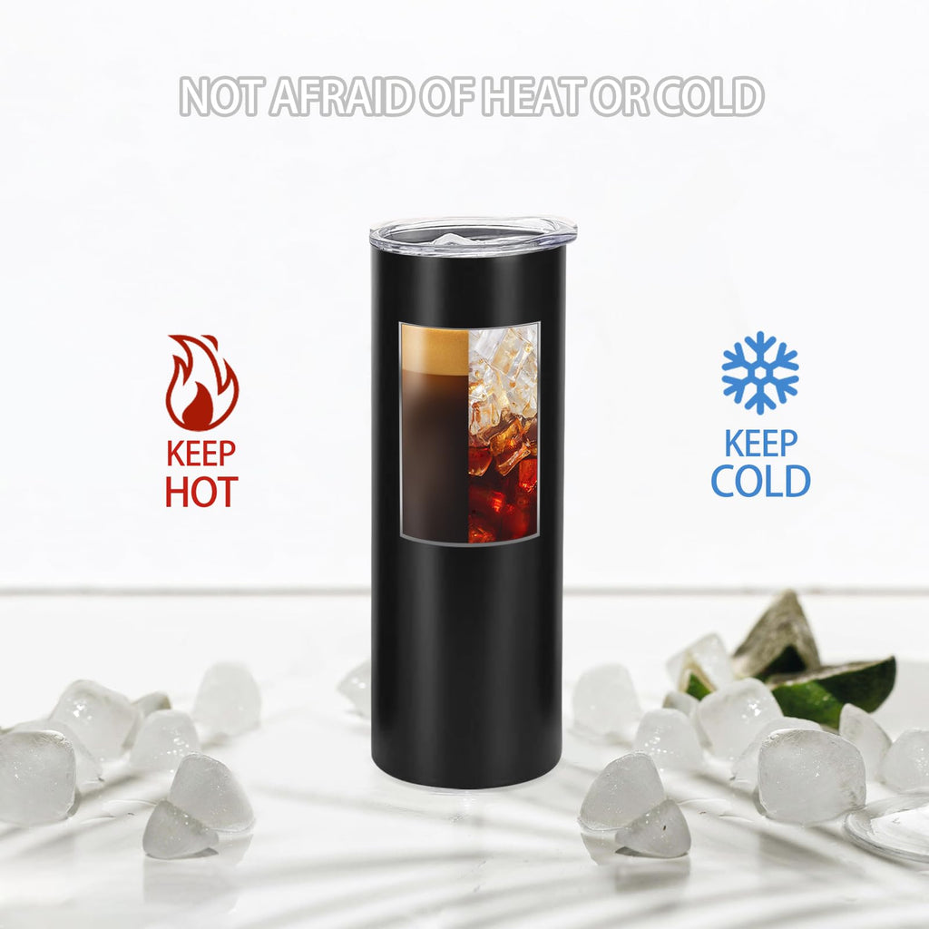 YOUKE OLA 12 Pack Stainless Steel Skinny Tumblers Bulk Straight Double Wall Insulated Tumbler with Lid and Straw for, DIY, Black, 20oz