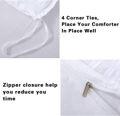AveLom King White Duvet Cover Set - Ultra Soft Seersucker Microfiber, 3 Pieces with Zipper Closure & Corner Ties (104 x 90 Inches)